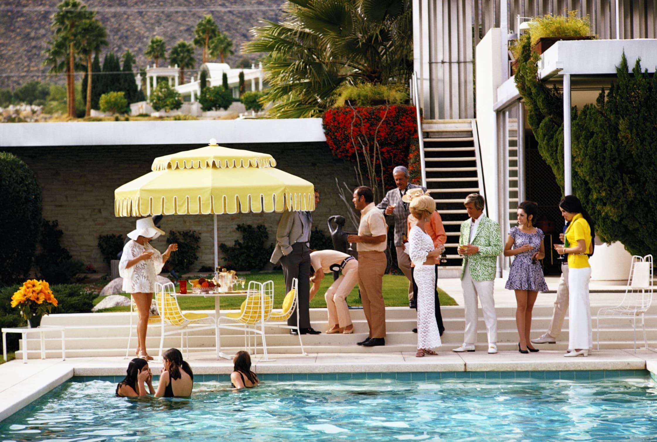 slim aarons poolside party